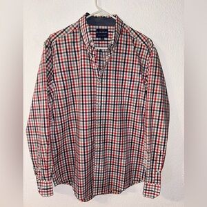 madison james Men's Red, Blue & White Plaid Button-Down Shirt